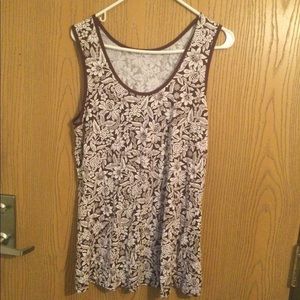 𝅺DREAMS co brown white floral tank top medium